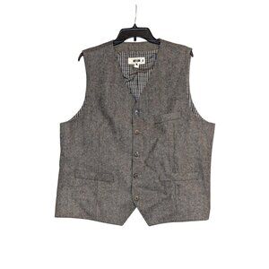 Joseph Abboud Mens Herringbone Wool Vest Gray Size XXL Button